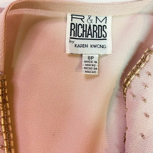 R&M Richards Karen Kwong rose chiffon beaded grandmother of the bride dress 8P - Picture 12 of 16